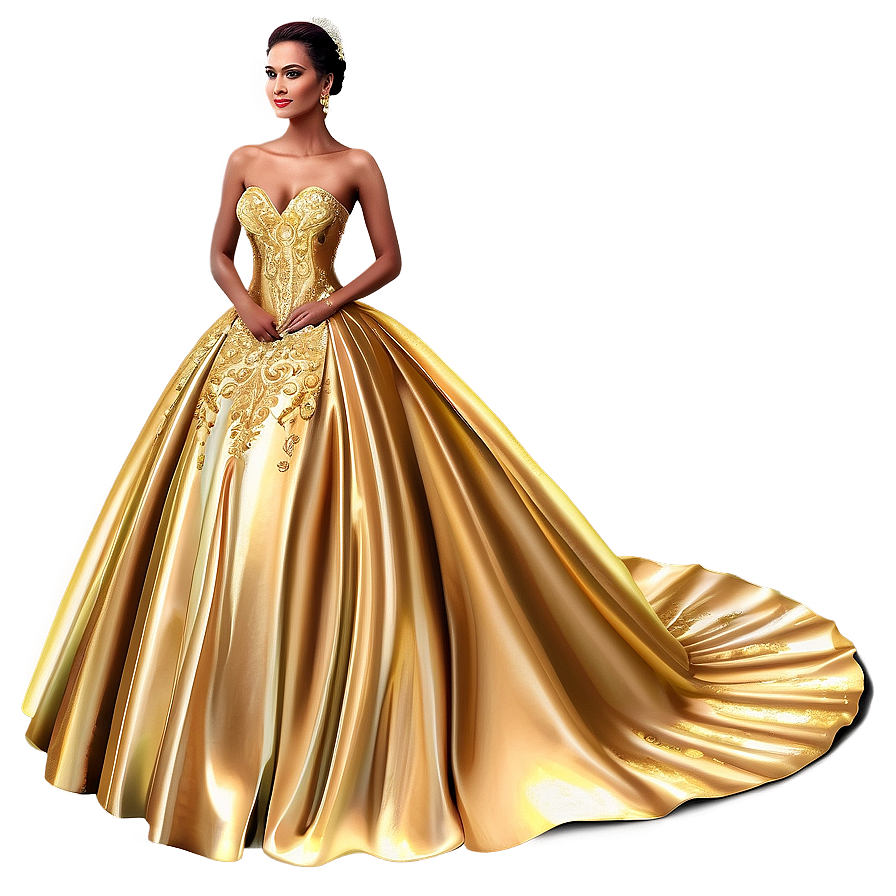 Gold Wedding Dresses Png 06262024