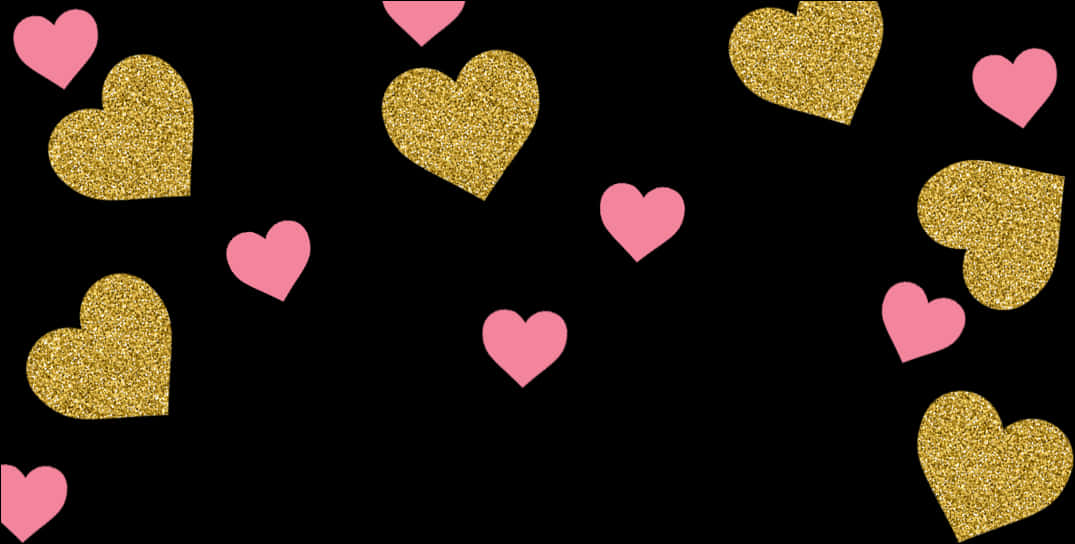 Goldand Pink Hearts Confetti