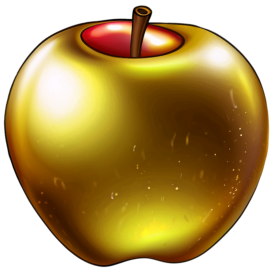 Golden Apple Illustration Png 06132024