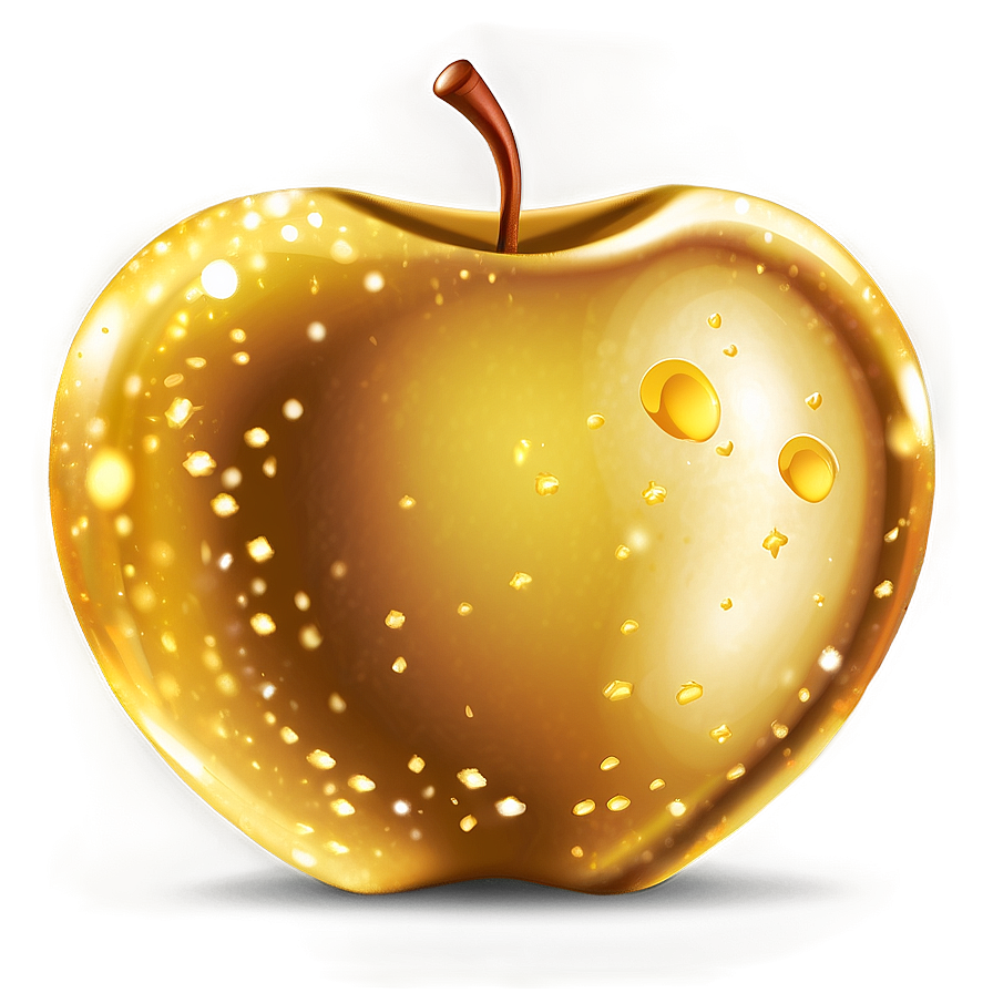 Golden Apple With Sparkles Png 06132024