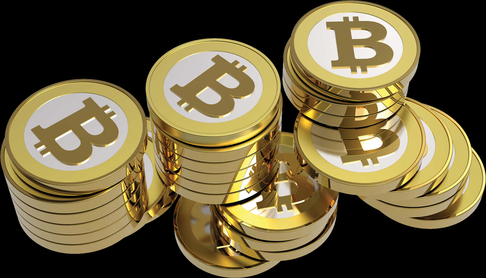 Golden Bitcoin Stacks3 D Rendering