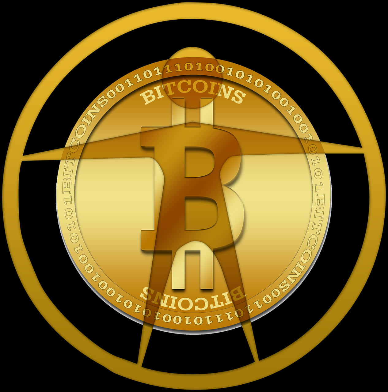 Golden Bitcoin Symbol Crosshair Design