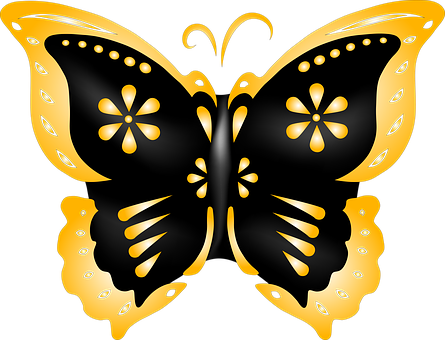 Golden Black Butterfly Graphic