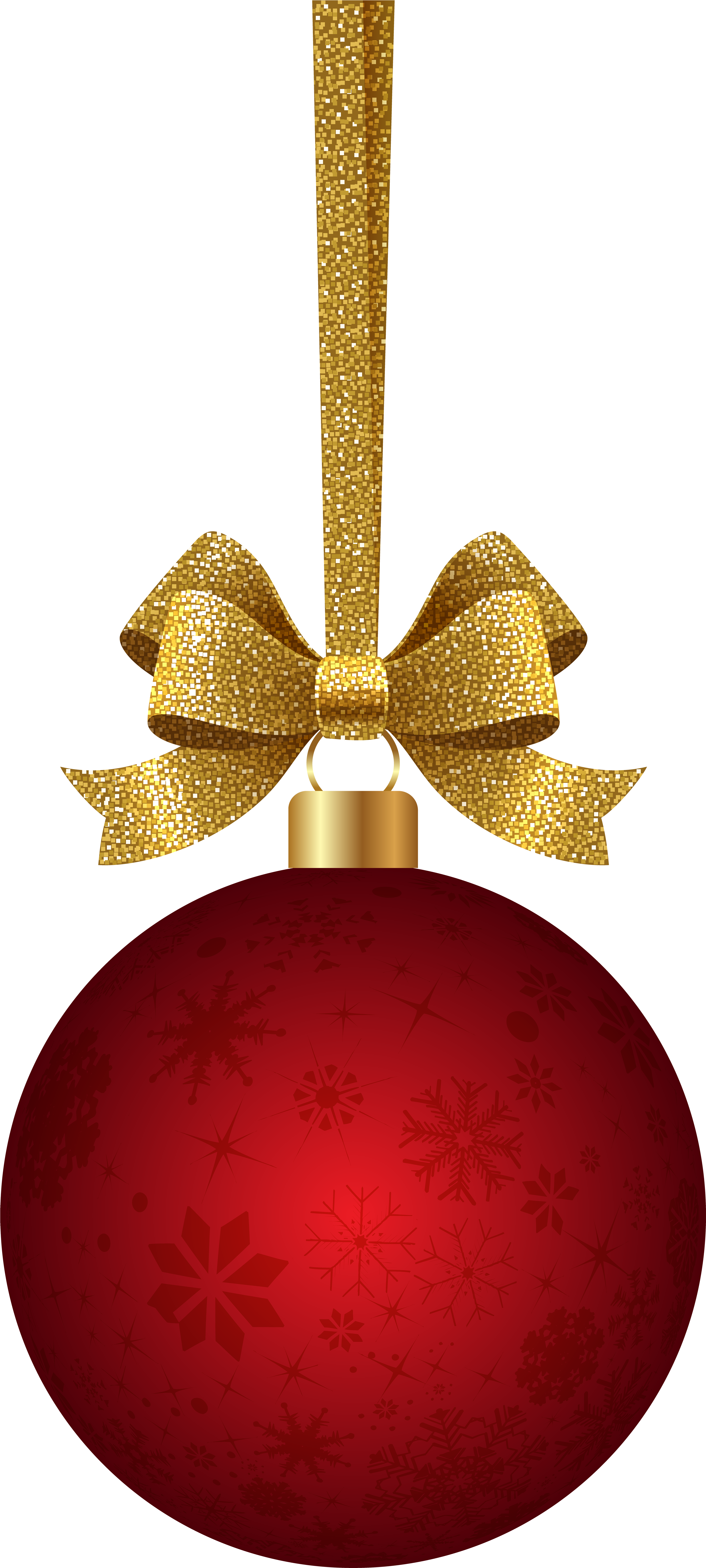 Golden Bow Red Christmas Ball