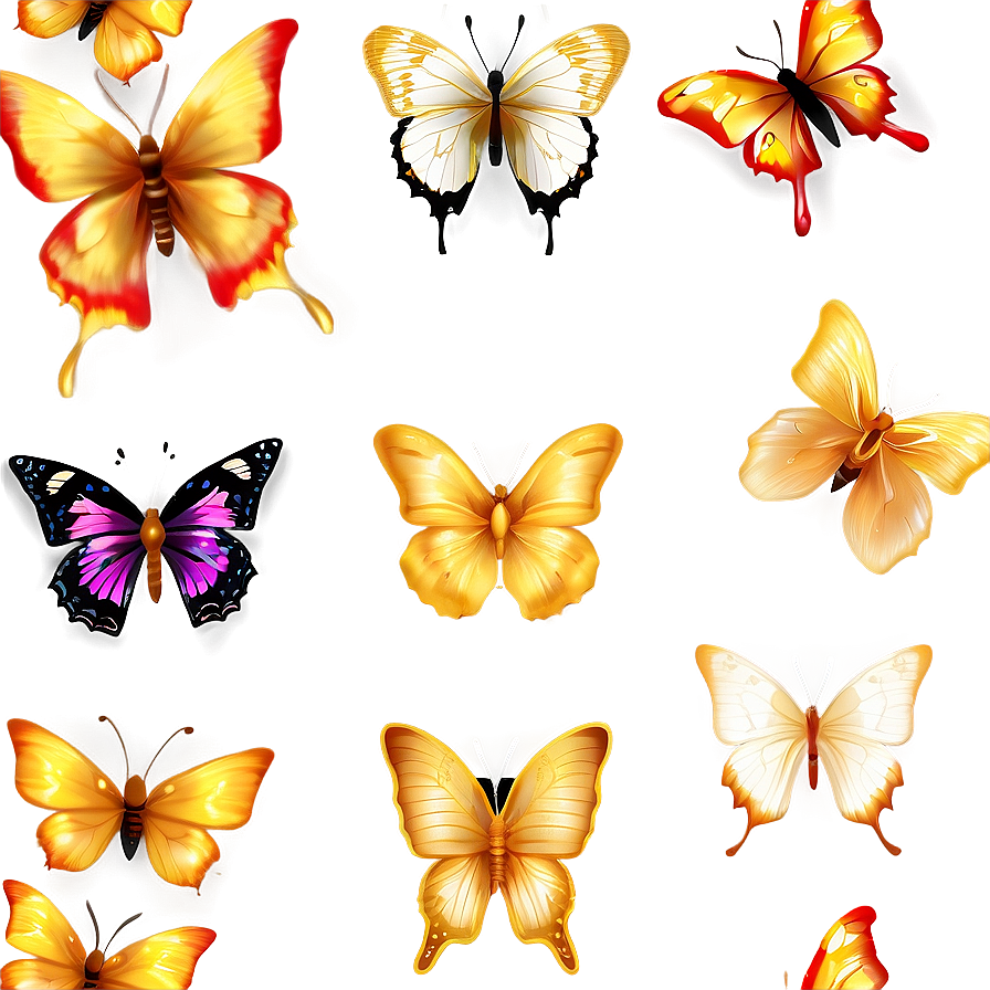 Golden Butterflies Png Rpa27