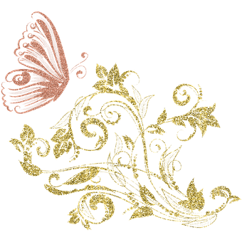 Golden Butterfly Floral Design