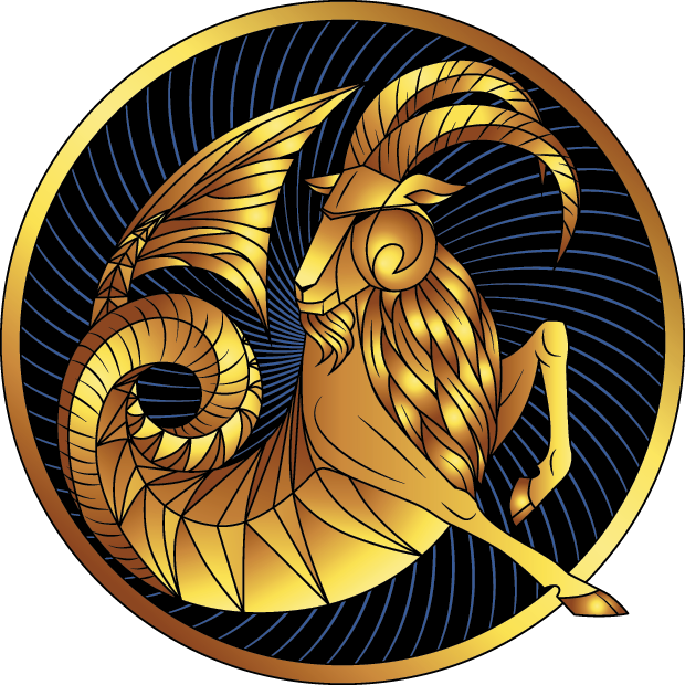 Golden Capricorn Zodiac Symbol