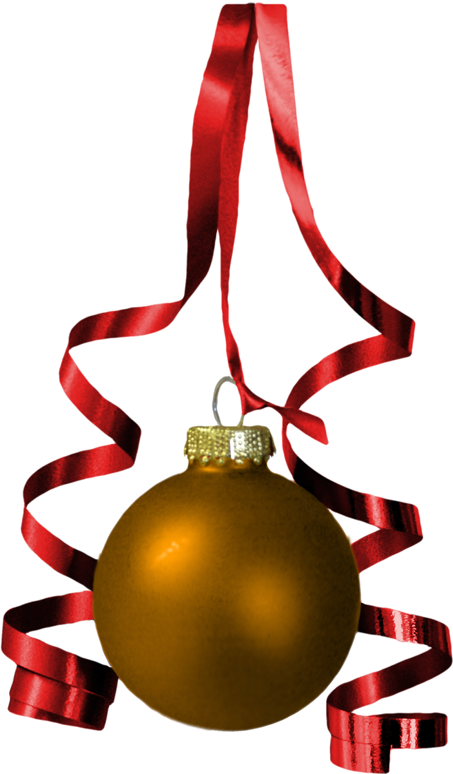 Golden Christmas Ornamentwith Red Ribbon