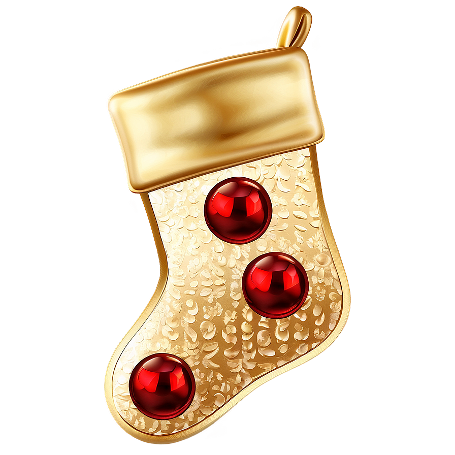 Golden Christmas Stocking Png Wea32