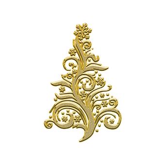 Golden Christmas Tree Designon Black