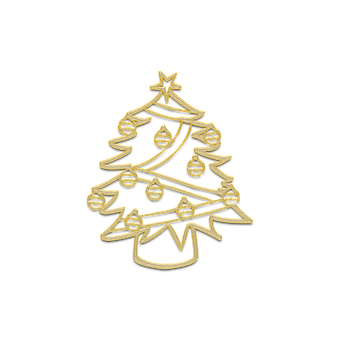 Golden Christmas Tree Outlineon Black