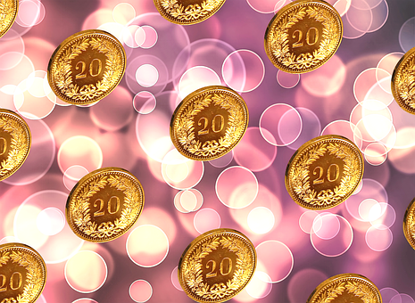 Golden Coins Bokeh Background