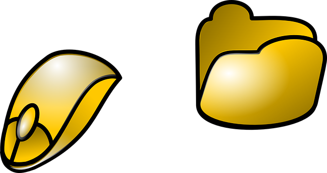 Golden Computer Mouseand Folder Icons