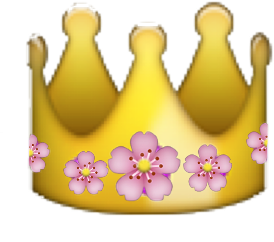 Golden Crown Emojiwith Pink Flowers