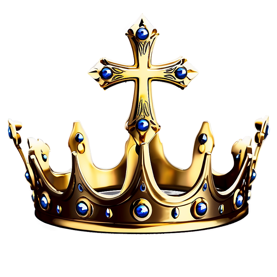 Golden Crown With Cross Png 45