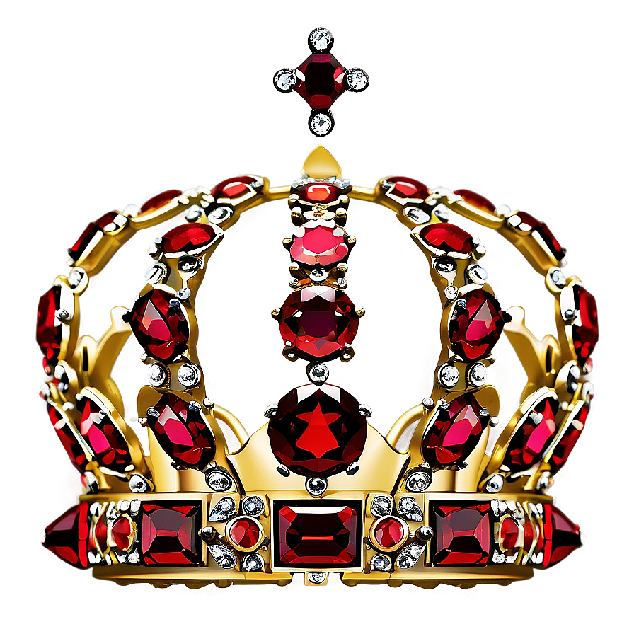 Golden Crown With Rubies Png Qwd