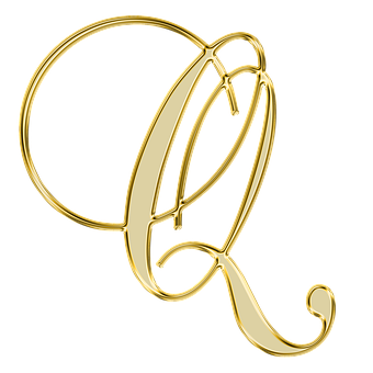 Golden Cursive Letter Q