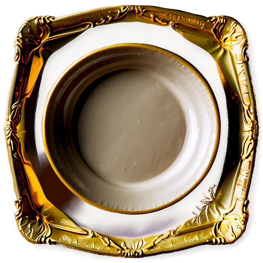 Golden Dinner Plate Png Omb10