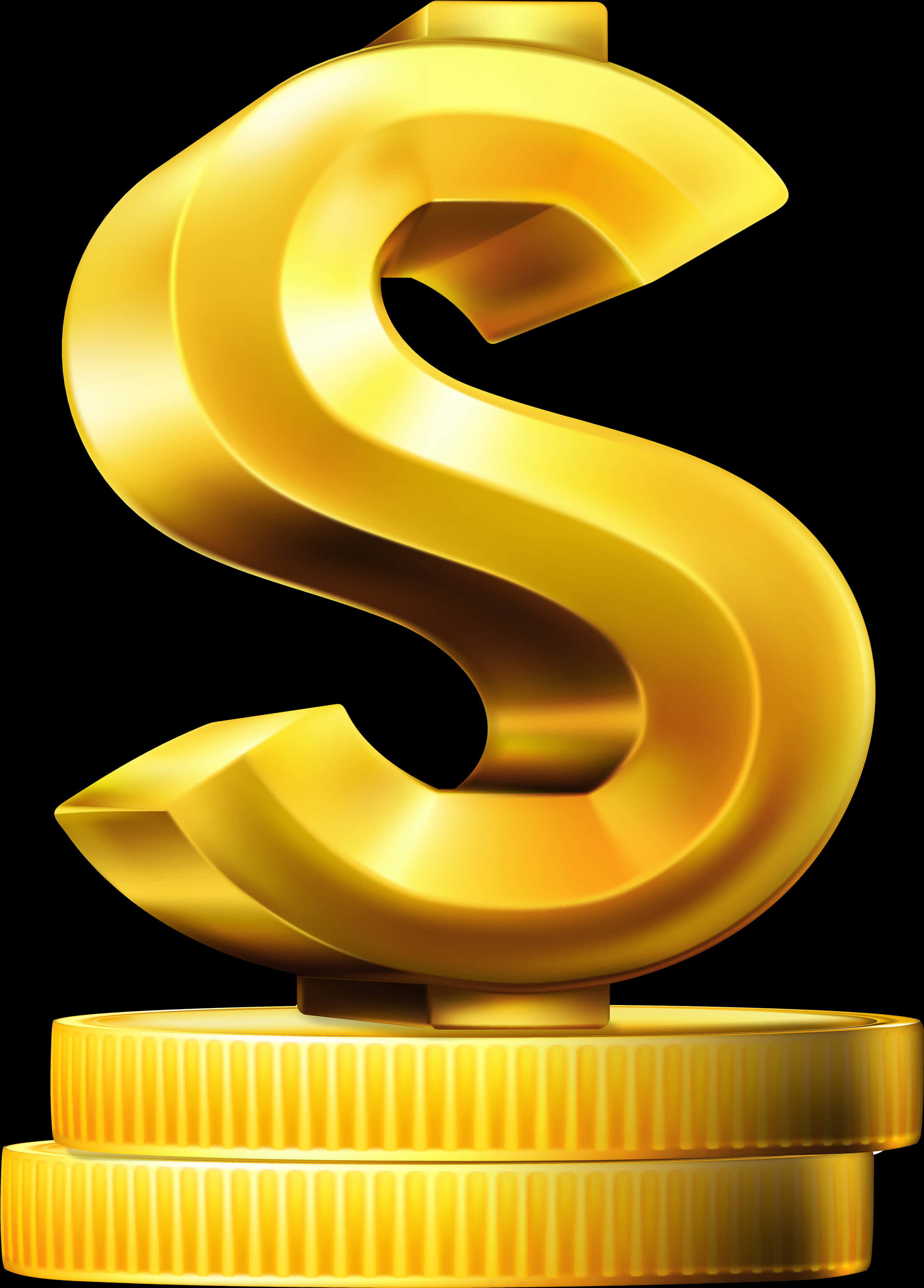 Golden Dollar Sign Standing On Coins