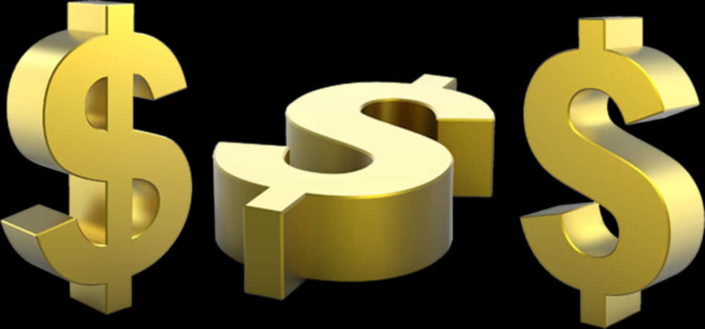 Golden Dollar Signs3 D Illustration