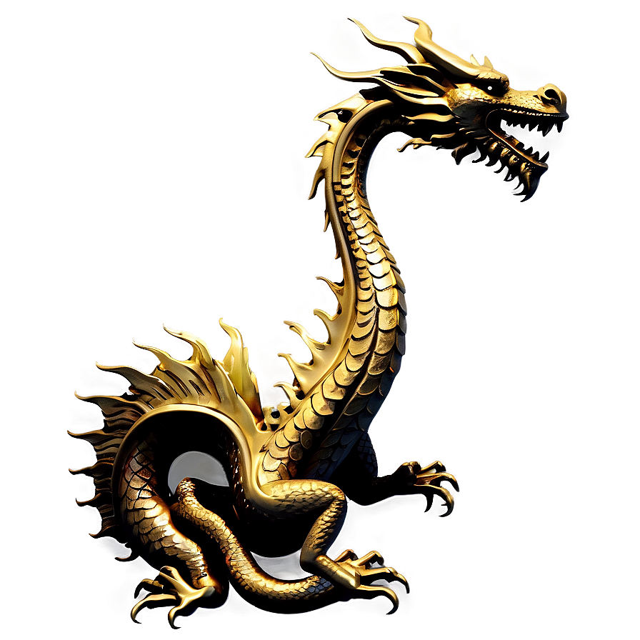 Golden Dragon Statue Png 78