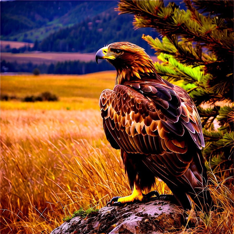 Golden Eagle In Rustic Landscape Png 67