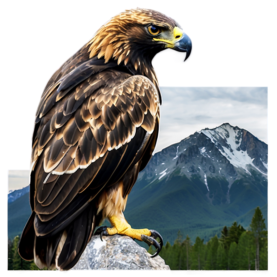 Golden Eagle With Mountain Backdrop Png 06202024