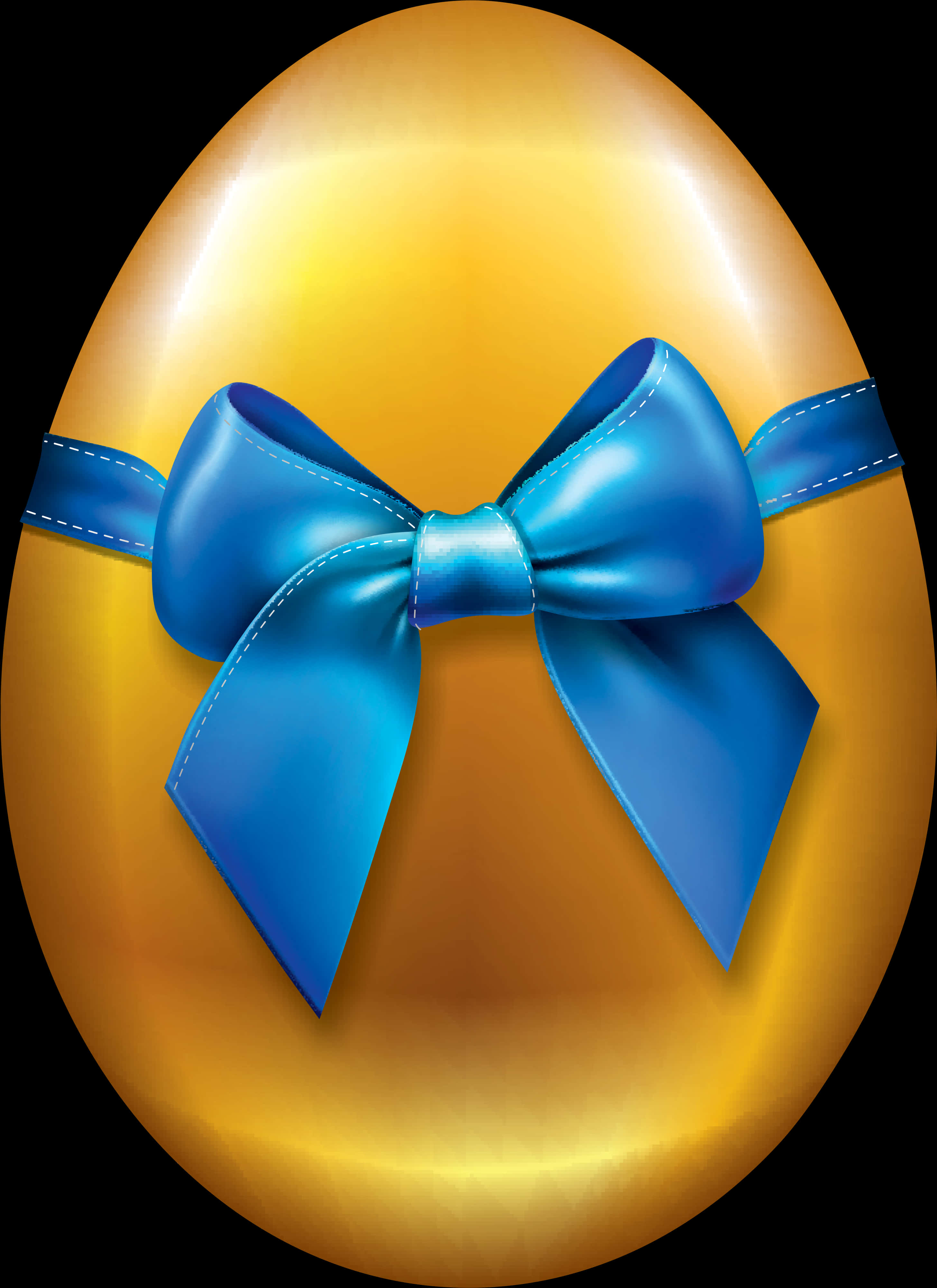 Golden Easter Eggwith Blue Ribbon