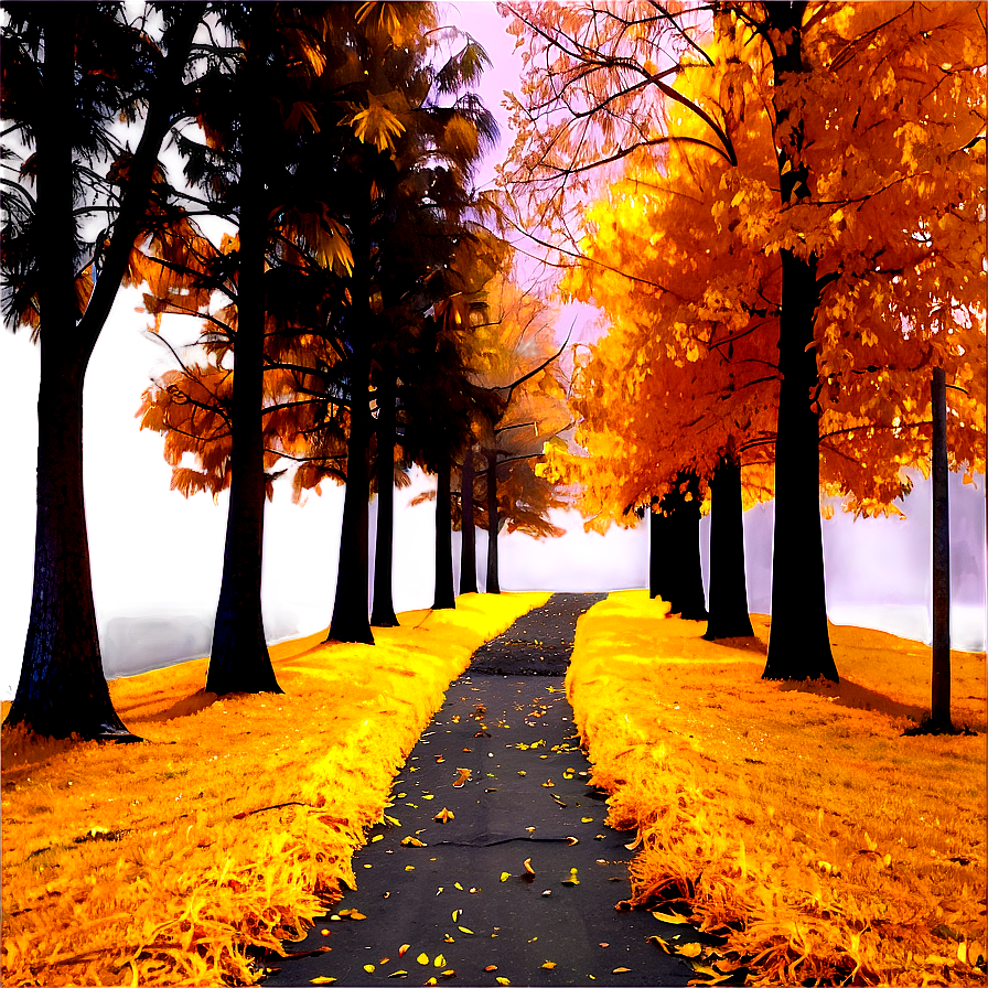 Golden Fall Trees Pathway Png 06212024