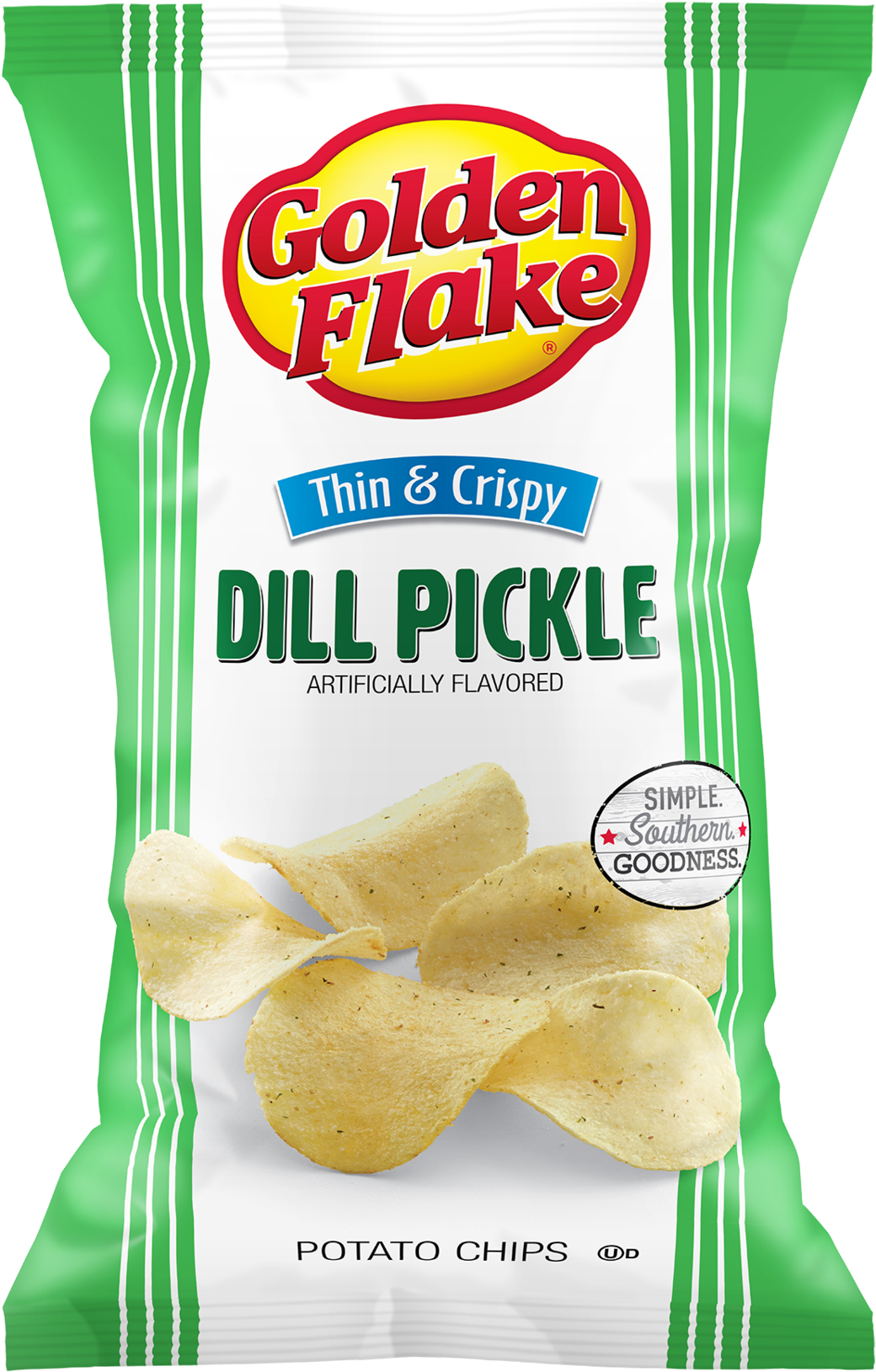 Golden Flake Dill Pickle Chips Packaging