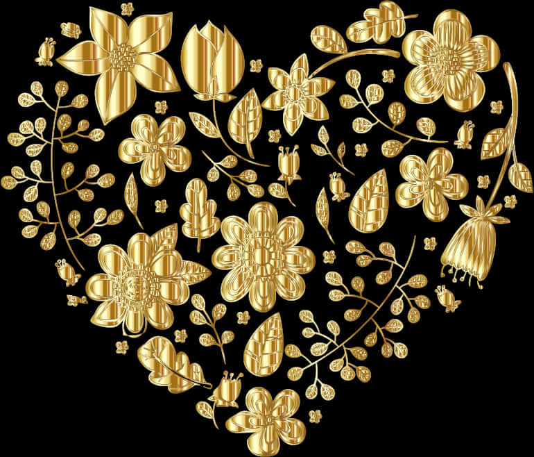 Golden_ Floral_ Arrangement_ Transparent_ Background