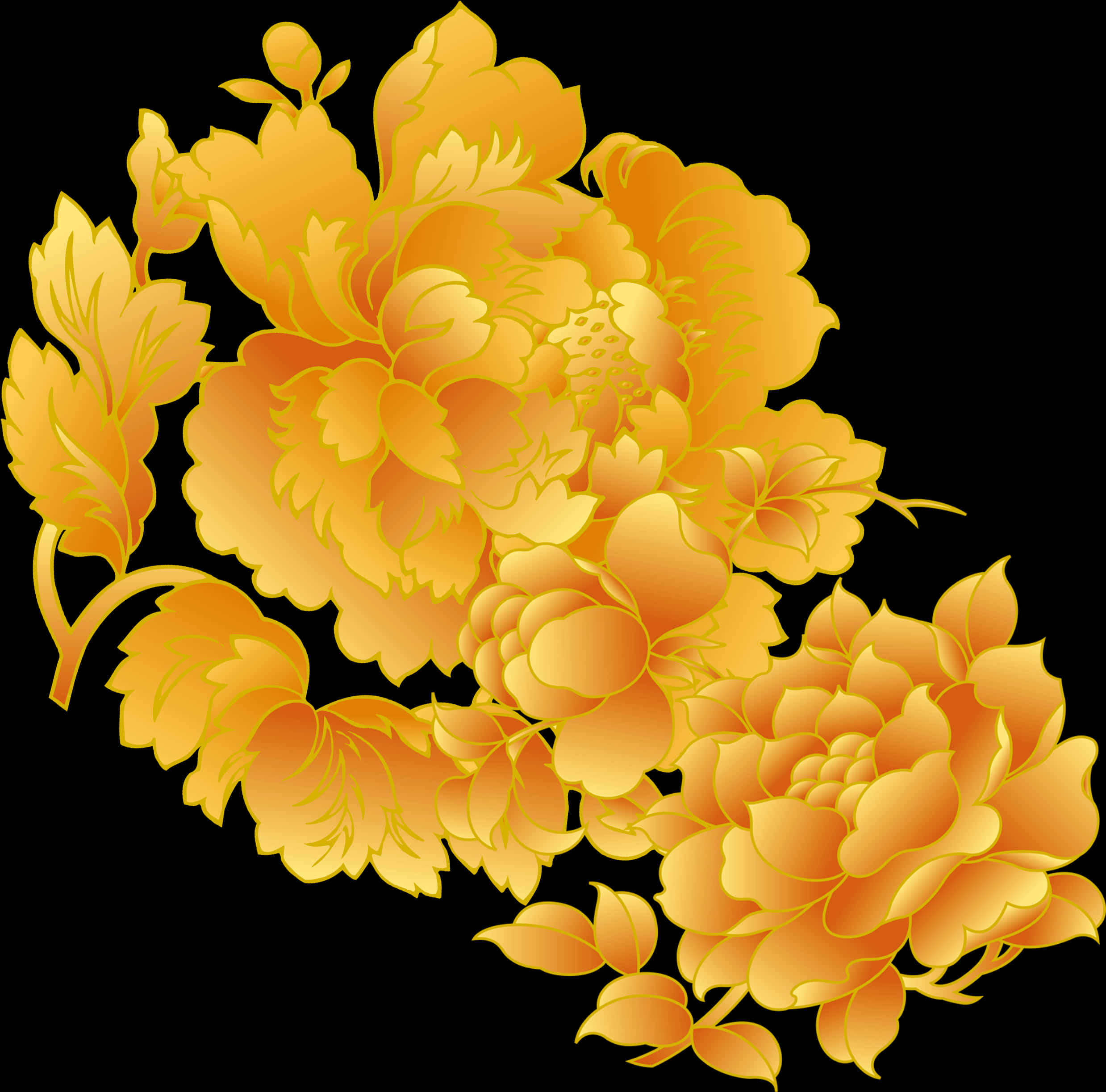 Golden Floral Design Graphic