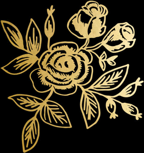Golden Floral Designon Black