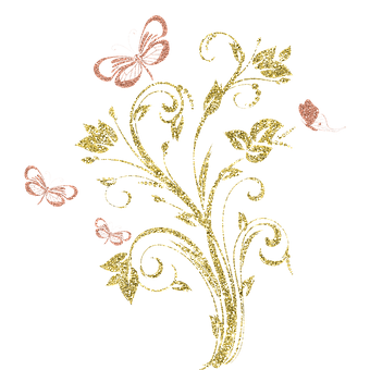 Golden Floral Designwith Butterflies