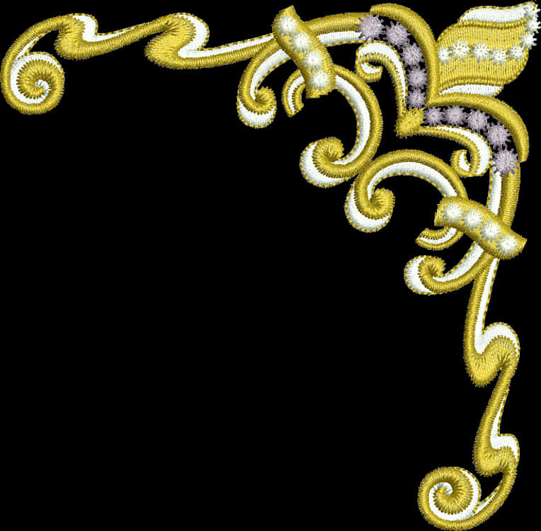 Golden Floral Embroidery Corner Design