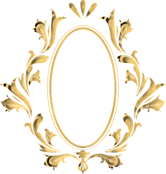 Golden Floral Oval Frame