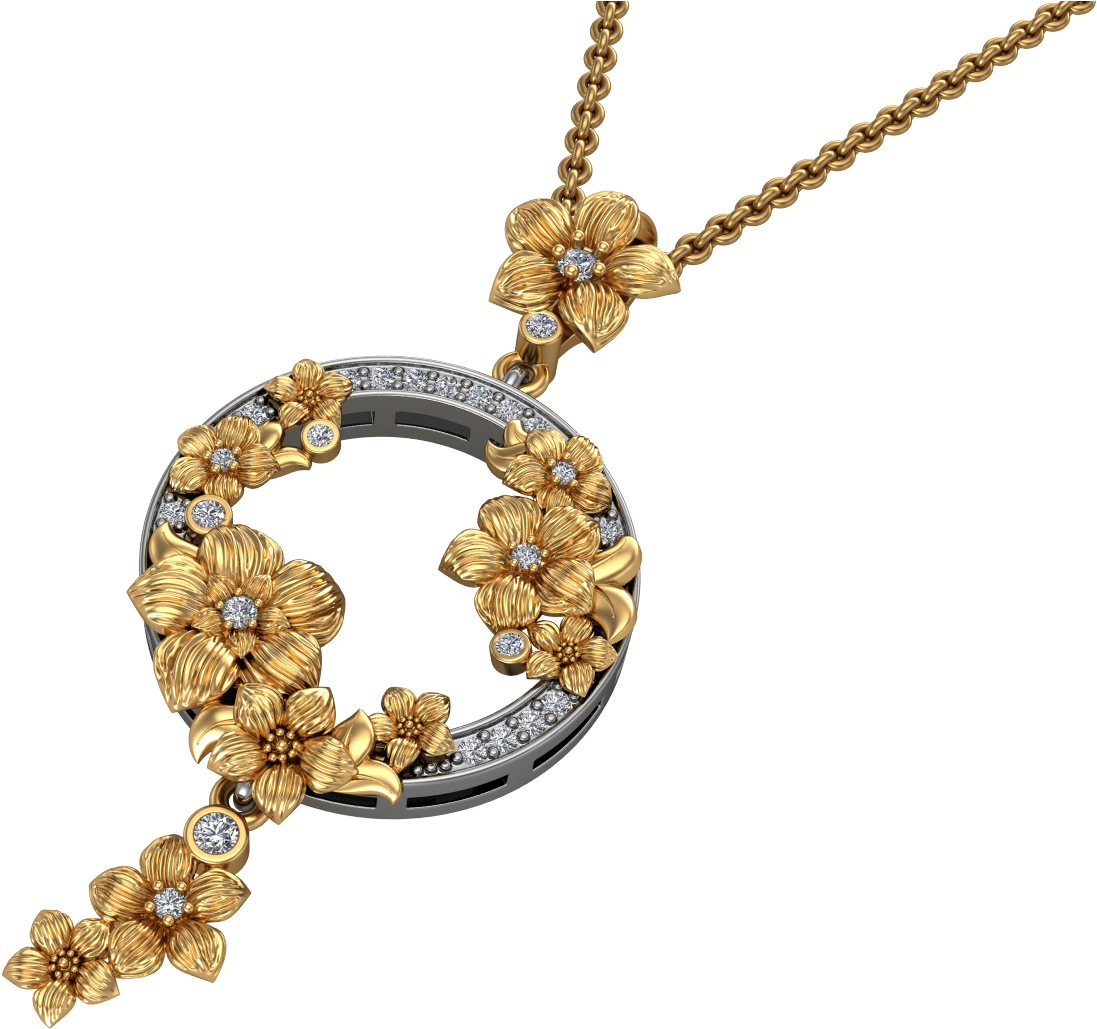 Golden Floral Pendant Design