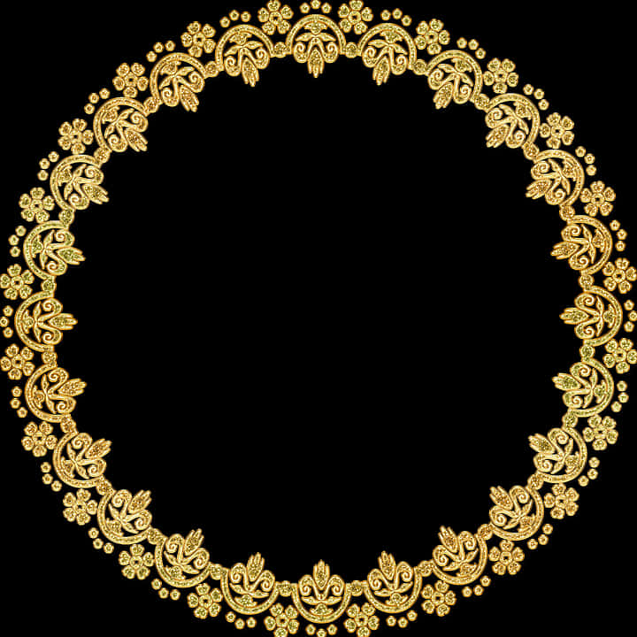 Golden Floral Round Frame