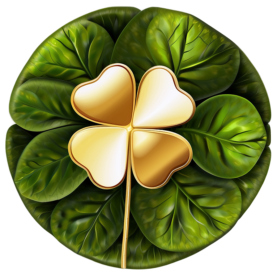 Golden Four Leaf Clover Png 05252024