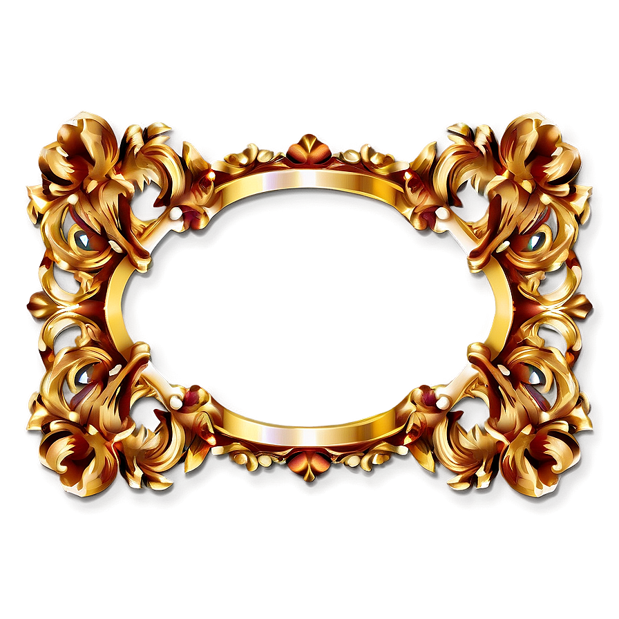 Golden Frame Ornament Png 1