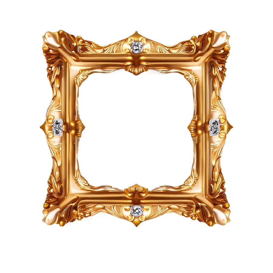 Golden Frame With Diamonds Png Bcr49
