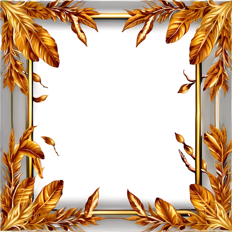 Golden Frame With Leaves Png Diu