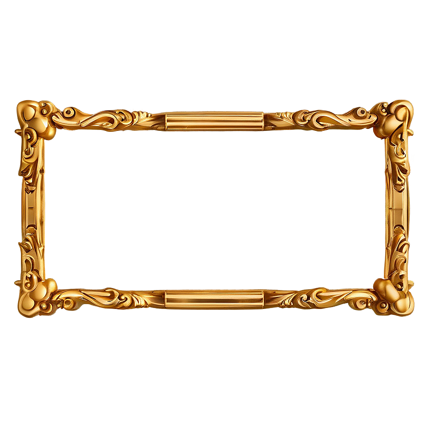 Golden Frame With Scroll Png Qdf63