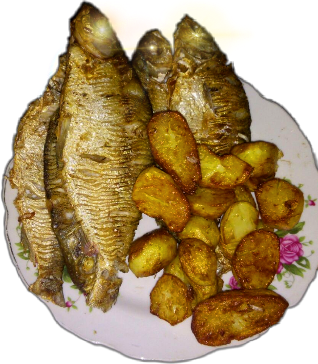 Golden Fried Fish With Roasted Potatoes