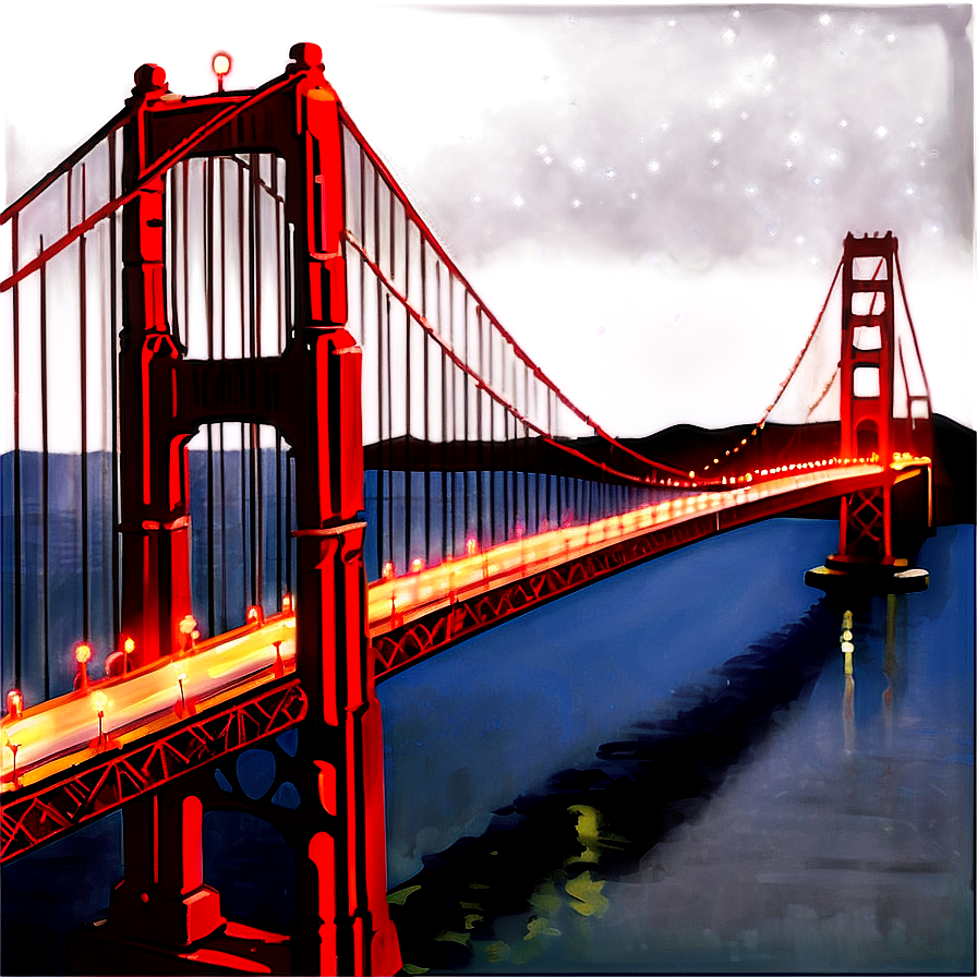 Golden Gate Bridge Night Lights Png 06122024