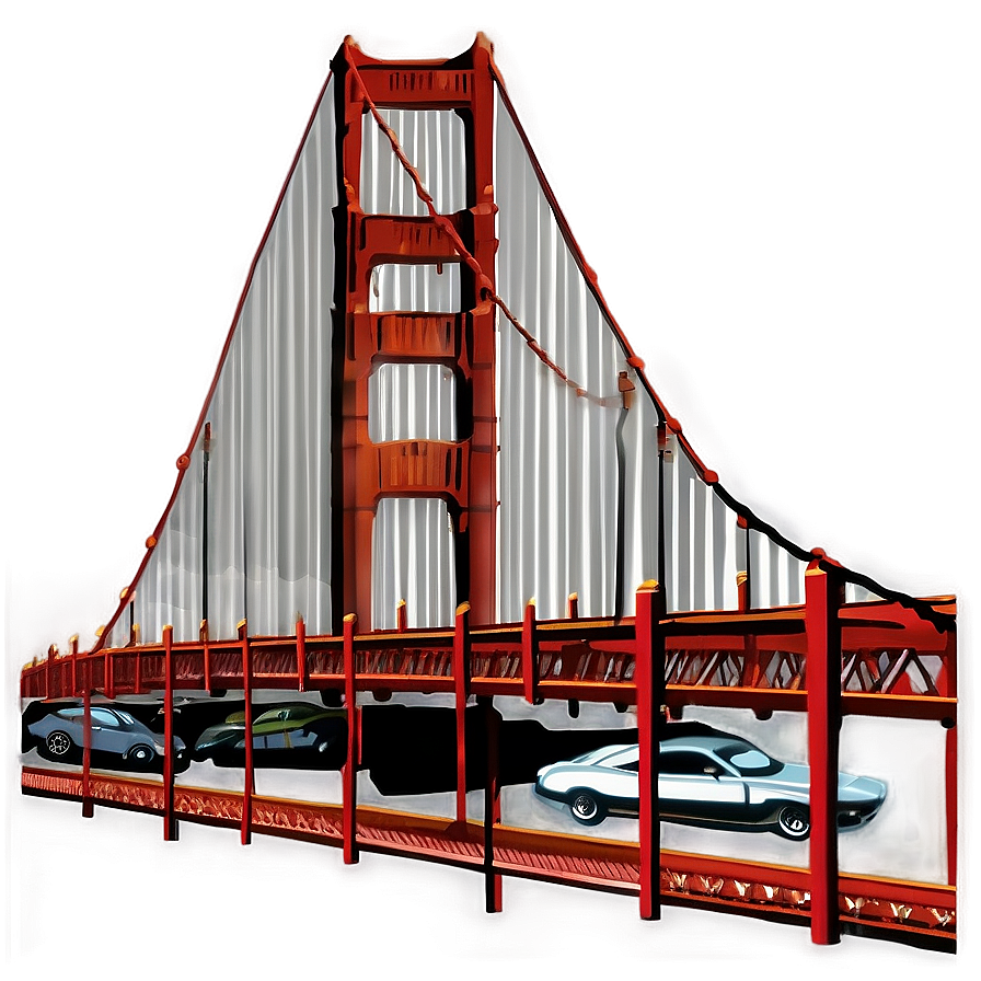 Golden Gate Bridge With Cars Crossing Png Vba