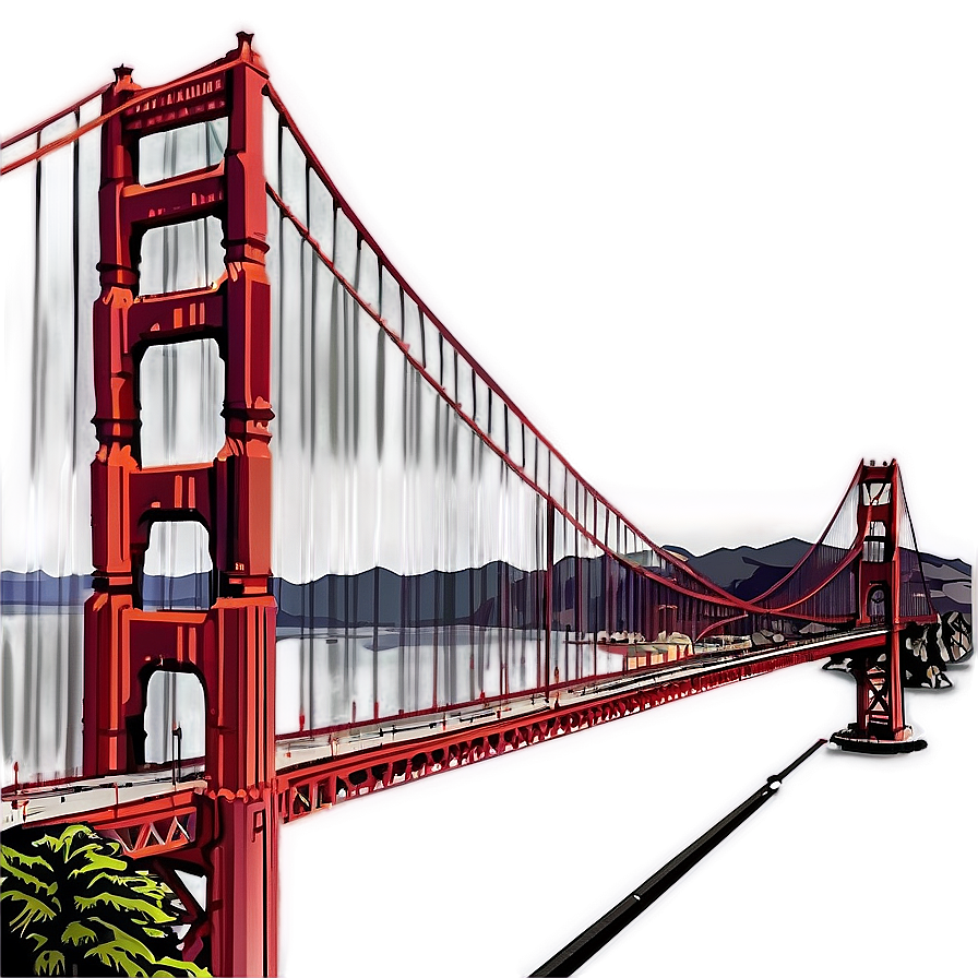 Golden Gate Bridge With City Skyline Png 94