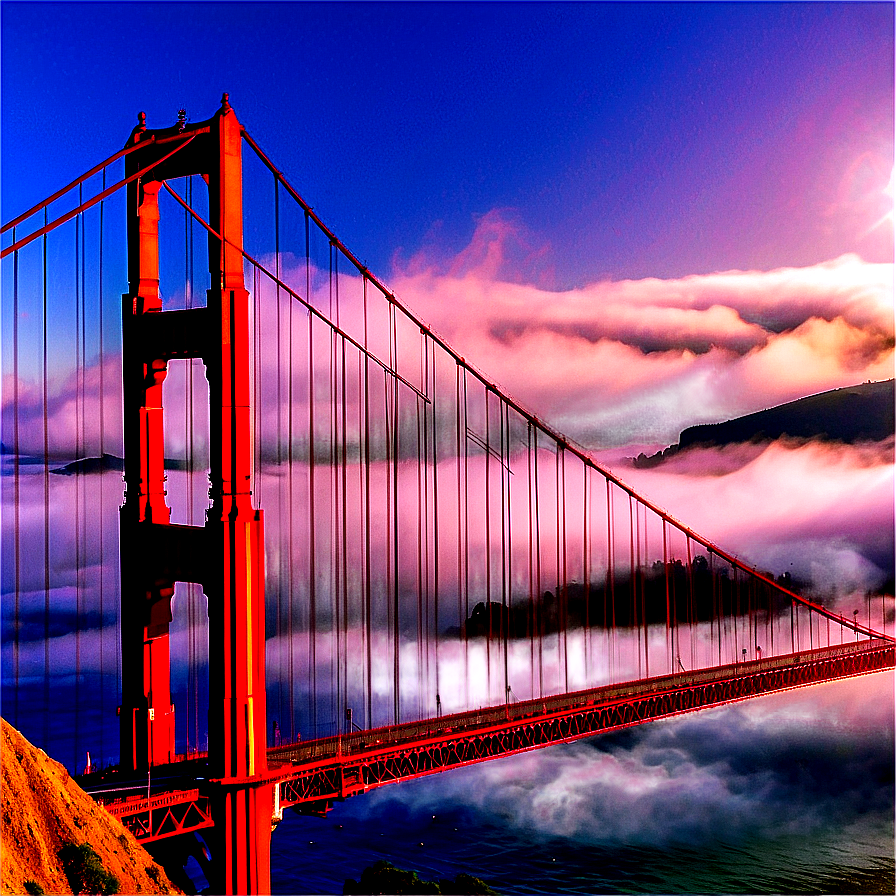 Golden Gate Bridge With Fog Rolling In Png Eeq18