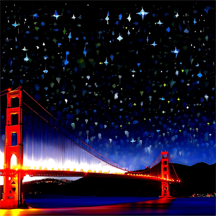 Golden Gate Bridge With Starry Night Png Xxg