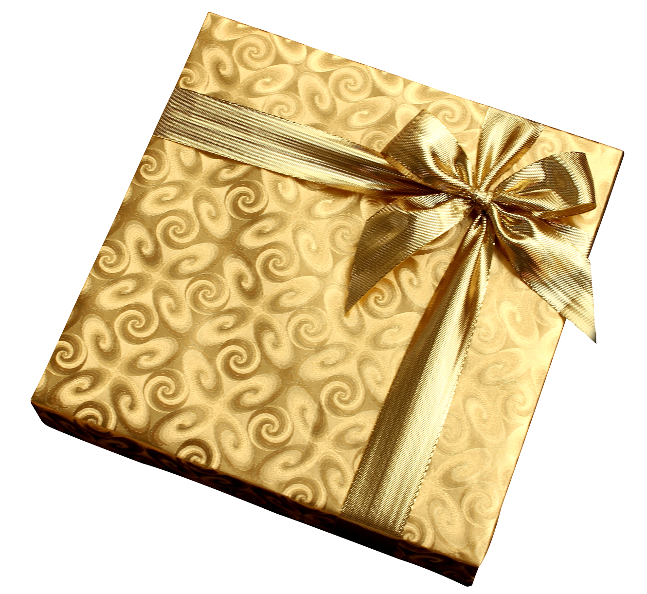 Golden Gift Boxwith Satin Ribbon